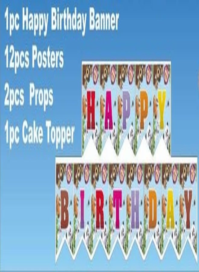 Atpata Funky Girl and the Bear theme Birthday Party Decoration Banner, Cake Topper, Props & Poster Cutouts for Forest Girl Theme Party Decorations - Image 2